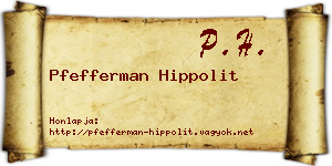 Pfefferman Hippolit névjegykártya